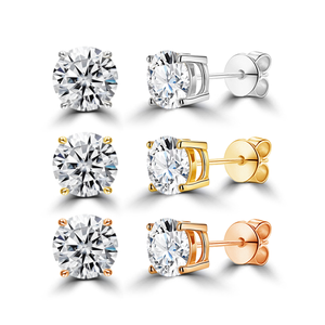 Starsgem Pendientes de diamantes de oro de 14 quilates Corte redondo IGI Certificado 1CT 2CT DEF VS1 Pendientes de diamantes cultivados en laboratorio - Product Image 1