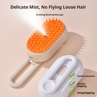 Ensemble de 3 brosses de toilettage de luxe pour chat, peigne électrique pulvérisateur, brosse vapeur en silicone, dépoussiéreur pliable pour animaux, recharge universelle, massage
