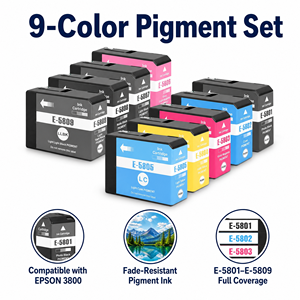 OCB T5801-T5809 Ink Cartridge 9 Colors Full Set 80ml Pigment Ink With Chip for Epson Stylus Pro 3800 3880 3850 Compatible - Product Image 1
