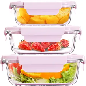 Hot Selling Food Storage Container Airtight Microwave Glass Lunch Box With Lid Glass Bento