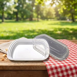 Microwavable PP Plastic Food <b>Containers</b> with Airtight Lids Stackable Rectangular Disposable Meal Prep Boxes - Product Image 1