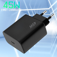 Chargeur mural rapide PD 45W de haute qualité, adaptateur de chargeur Type-C à port unique UK/EU pour téléphones mobiles