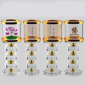 เชิงเทียนคริสตัลรูปดอกบัว ขายส่ง พร้อมคำมนตราแห่งความ<span class=keywords><strong>เมตตา</strong></span> พระสูตรหัวใจ  ฐานเชิงเทียนแก้ว - Product Image 5