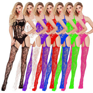 Zs644 chaud Sexy noir dentelle soie bas 2024 Femme Lingerie grande taille pour femmes potelées Sexy Crothless bas de corps - Product Image 5