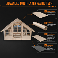 Tente de camping gonflable portable et étanche de 2000 mm pour famille, grande tente de glamping pliable avec auvent pour l'extérieur