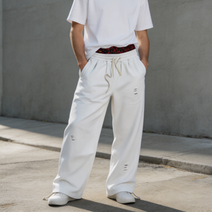 Pantalon de survêtement double taille pour homme, délavé à l'acide et effet usé, nouveau design, tendance, best-seller - Product Image 3