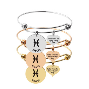 Custom <span class=keywords><strong>Segno</strong></span> <span class=keywords><strong>Zodiacale</strong></span> <span class=keywords><strong>Bracciale</strong></span> In Acciaio Inossidabile Registrabile Del Braccialetto Del Braccialetto - Product Image 6