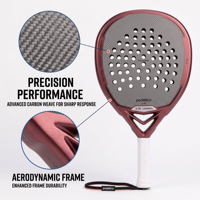 Raquette de padel en carbone tressé, structure Elite Wing, noyau en mousse équilibré, performance tactile de précision, vente en gros très demandée