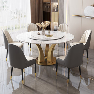 Modern Luxury Marble <strong>Round</strong> <strong>Dining</strong> <strong>Table</strong> Chair <strong>Set</strong> <strong>4</strong> 6 8 Seater Kitchen Home Restaurant Stone Furniture Metal Latest Designs - Product Image 5