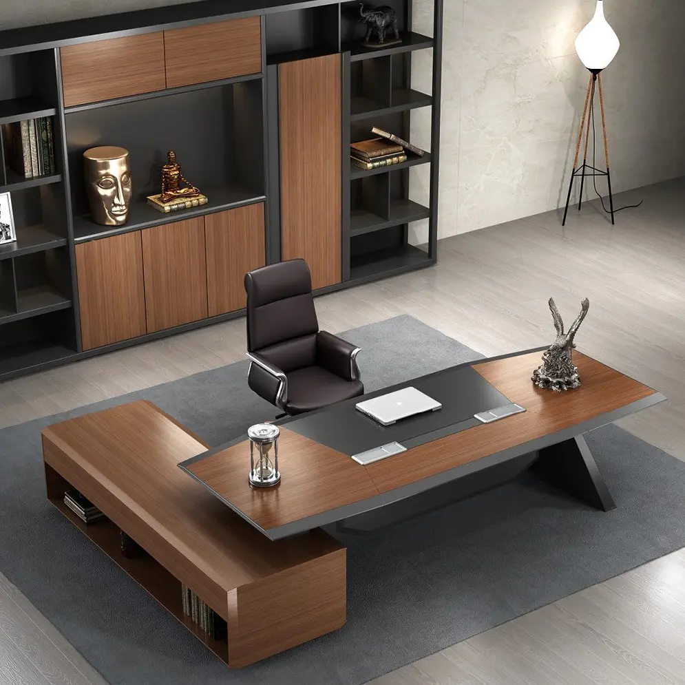 Modern Design Wood Veneer Executive Set Luxurious Full Boss Office Furniture From China