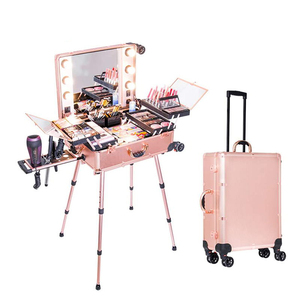Boîte à cosmétiques LED miroir éclairé maquillage <span class=keywords><strong>valise</strong></span> de voyage artiste <span class=keywords><strong>coiffeuse</strong></span> Portable avec jambes bagages roulants - Product Image 2