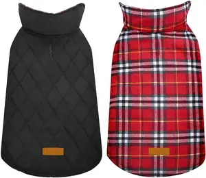 Impermeabile Antivento Reversibile Plaid di Stile Britannico Maglia Del Cane di Inverno Cappotto Del Cane Caldo Abbigliamento per il Freddo Cane Giacca