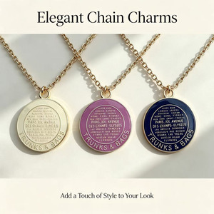 Wholesales luxury brand designer <b>charms</b> Themed Pendants Alloy Round <b>Charm</b> Necklace Gold <b>Silver</b> Purple Blue - Product Image 5