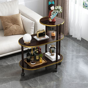 Mesa de té pequeña de madera maciza de estilo chino Simple moderna y exhibición de estantería para decoración del hogar-Uso de gabinete lateral de sofá - Product Image 4