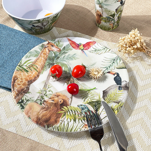 Großhandel Tropischer Regenwald Tiermuster Melamin Platzteller für Zuhause Küche Restaurant Servieren von Salat Obst Tischgeschirr - Product Image 5