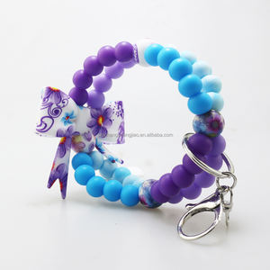 Portachiavi Braccialetto con Fiore Margherita 3D e Grande Fiocco Intrecciato, Design Primaverile, Stampa UV su Gomma per Bambini - Product Image 2