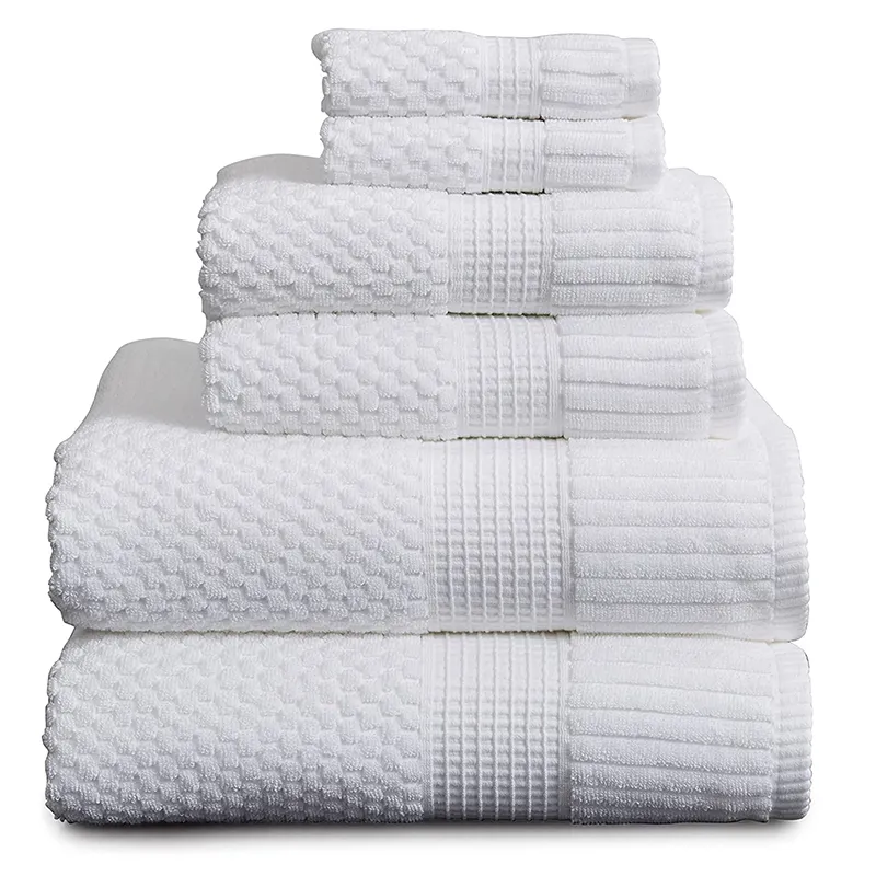 Lot de serviettes de bain jacquard à pois, pour femmes, texture très douce, 100% coton, séchage rapide