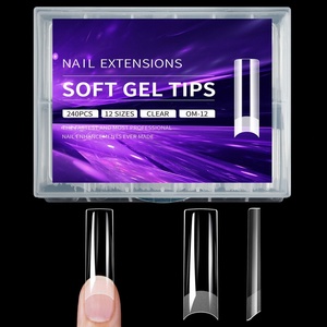 Puntas de Uñas Francesas Personalizadas, Semi-Transparentes, de Cobertura Completa, de Gel ABS Suave, para Extensión de Uñas, en Forma de Almendra, Stiletto, Cuadradas y Coffin - Product Image 1