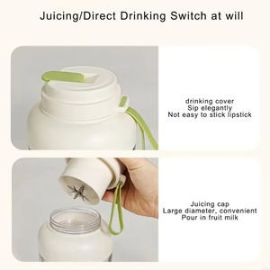 Bouteille de sport double couvercle sans fil portable grande capacité pour jus de fruits, vente en gros - Product Image 2