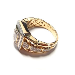 Bague Homme Riche de Mariage au Design Unique en Or Rose Massif 100% Naturel Princesse Diamant Bijouterie Fine Grand Carré pour Homme - Product Image 3