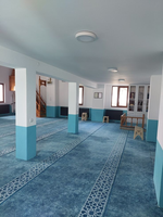 Tapis de prière personnalisé pour mosquée, tapis islamique en polyester, nylon et laine avec support en grille PP pour salle de prière musulmane