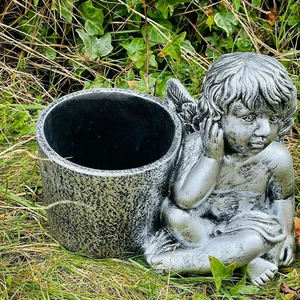 Personalizado Interior Exterior hogar Hotel decoración <span class=keywords><strong>Ángel</strong></span> estatuilla cemento jardín maceta y jardineras jardín ornamento resina escritorio maceta - Product Image 6