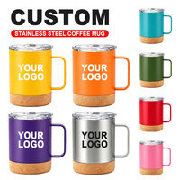 Mug de voyage isotherme en acier inoxydable 304 à double paroi avec poignée ergonomique et base en liège – Vente en gros
