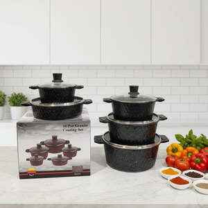 Ensemble de 10 ustensiles de cuisine en granit antiadhésifs, casseroles et poêles en métal, marmite composite pour cuisson à gaz à domicile - Product Image 1