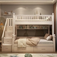 Lit superposé king-size en bois massif moderne de luxe, mobilier de chambre écologique, ensemble complet de chambre à coucher, hauteur réglable, OEM/ODM, taille personnalisée