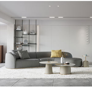 Juego de Sofás de Estilo Europeo Moderno, Diseño de Última Generación, Sofá Semicircular Tapizado en Tela de Peluche de Felpa Blanca para Sala de Estar - Product Image 5