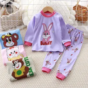Hot Sale 1-7 Years Kids Clothes Cute Cartoon Baby Girl Boy Sleepwear Winter Children 2pcs Pajamas Set Cotton Baby Clothing Sets