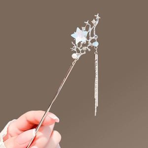 Palillos para el cabello de aleación con borlas, piedra lunar y estrella, estilo dulce y retro, elegantes, para uso diario, 18 cm, Maxfree, para mujeres chinas - Product Image 4