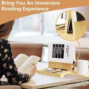 <b>Foldable</b> wooden triangular bookshelf for <b>office</b> <b>desks</b> and home use, with cup holder. - Product Image 2