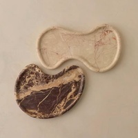 Plateau en marbre organique irrégulier WeiVibe, forme libre, pierre naturelle veinée blanc-gris, organiseur de vanité, plateau de service pour cuisine et salle de bain