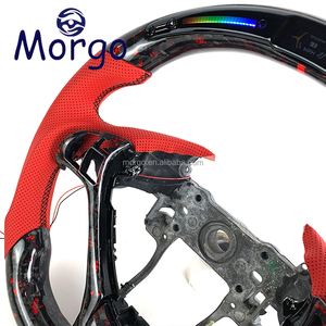 พวงมาลัย Morgo สำหรับ <span class=keywords><strong>Civic</strong></span> ทำจากคาร์บอนไฟเบอร์แท้และหนัง พร้อมไฟ LED สำหรับ Acura Type R FL5 <span class=keywords><strong>SI</strong></span> ดีไซน์สปอร์ตสำหรับการแข่งขัน - Product Image 4