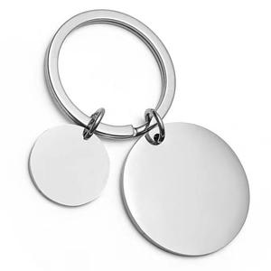 Porte-clés rond en acier inoxydable personnalisé de sortie d'usine avec <span class=keywords><strong>lithographie</strong></span> de polissage double face et logo laser d'impression UV - Product Image 1