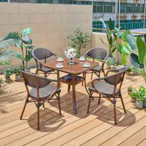 New Product Coffee <strong>Table</strong> Set Patio Furniture Aluminum Slat <strong>Table</strong> Wood Grain Metal Square <strong>Garden</strong> <strong>Bistro</strong> Outdoor for Restaurant - Product Image 5