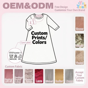 Vestidos Largos de una Pieza Hechos <span class=keywords><strong>a</strong></span> Medida OEM para Niñas, Vestidos de Terciopelo de Media Manga para Primavera, Verano y Otoño, Vestidos de Noche para Niñas Pequeñas - Product Image 2