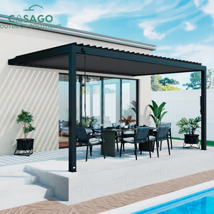 Motorized Aluminum Pergola with Adjustable Louvered Roof, Waterproof Garden <strong>Gazebo</strong> <strong>for</strong> Outdoor Garden <strong>Patio</strong> Poolside - Product Image 4