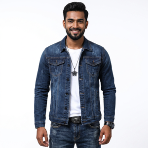 Vestes et manteaux en jean pour hommes Veste en jean coupe ajustée Automne Hiver Mode décontractée Manteau en jean avec boutons, grande taille jusqu'à 4XL - Product Image 1