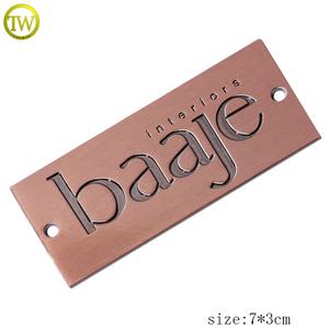 アンティーク銅長方形形彫刻合金プレートファッションブランドロゴ2穴エンブレム家具とハンドバッグ - Product Image 2