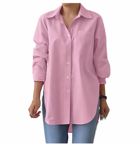 Camicetta Casual da donna OEM camicia a maniche lunghe con Logo anteriore Design con stampa moda autunno bianco estate per ragazze - Product Image 2