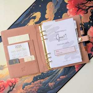 Premium B5 <strong>A4</strong> A5 A6 Custom logo Gift Pu Leather Baby Wedding Bride Padfolio Portfolio Organizer Budget 6 Ring Binder <strong>Planner</strong> - Product Image 6