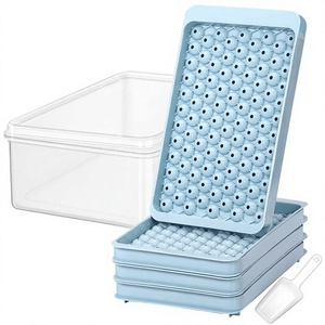 ถาดทำน้ำแข็งพลาสติกทรงกลมขนาดเล็ก 104 ช่อง พร้อมฝาปิดและกล่อง ง่ายต่อการแกะออกและไม่ติด - Product Image 1