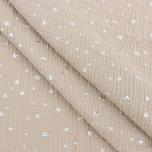 100% coton biologique Design lumineux paillettes dorure 2 couches <span class=keywords><strong>gaze</strong></span> froissée <span class=keywords><strong>gaze</strong></span> tissu de mousseline pour femmes chemises robes jupes - Product Image 4
