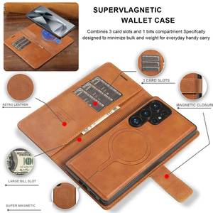 Étui portefeuille magnétique détachable en cuir Premium <span class=keywords><strong>Dekker</strong></span> D1 avec chargement sans fil pour Samsung S25 S24 Plus Ultra iPhone 17 Pro Max - Product Image 3