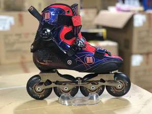 Patins à roulettes en fibre de carbone et cuir de vachette, divers styles, pour enfants et adultes, avec roues en rangée unique, stock épuisé, traitement des surtailles - Product Image 5