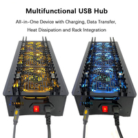 JYWD Android Phone Transfer Hub Docking Station Cooling Bracket USB Pengisian Sinkron Multi Port Hitam