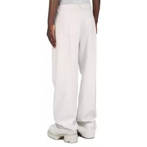 Pantalon en jean blanc sur mesure pour homme, coupe slim, décontracté, en coton, délavé, coupe droite, jeans pour homme - Product Image 3