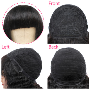 Làm Nổi Bật Tóc Giả Bằng Tóc Mái Brazil Thẳng Ngắn Bob Fringe Wig Tóc Vàng Nâu Mix Full Machine Made - Product Image 5